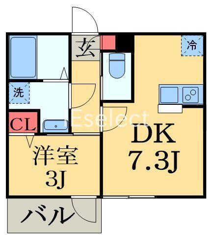 VASAPARK東千葉(1DK/1階)の間取り写真