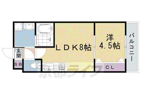 PRESTIGE京都二条(1LDK/3階)の間取り写真