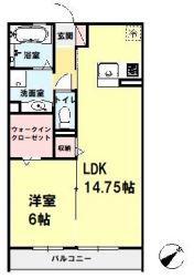 ソレアード(1LDK/2階)の間取り写真