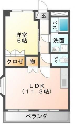 ユースパレスⅤ(1LDK/2階)の間取り写真