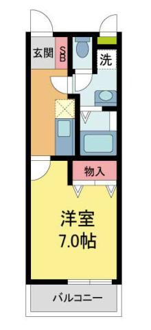 モレスヴィラ上ヶ原(1K/2階)の間取り写真