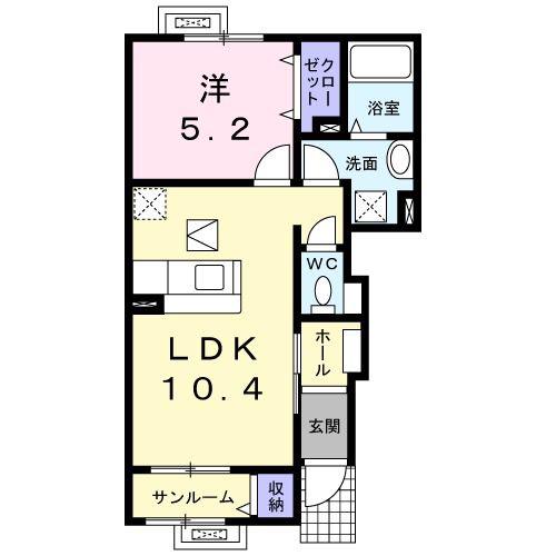 サン・ヤスダ(1LDK/1階)の間取り写真