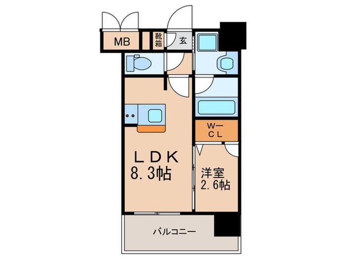 エンクレスト香椎セピア(1LDK/9階)の間取り写真