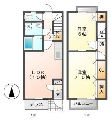 DUPLEX512(2LDK/1階)の間取り写真