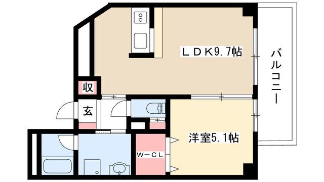 ARSA一社(1LDK/3階)の間取り写真