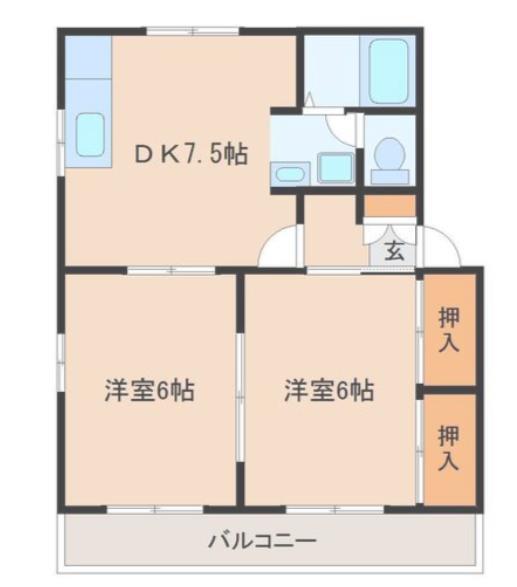 ビラフレグランス(2DK/1階)の間取り写真