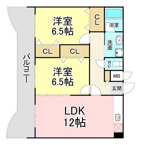 アヴァンティ高見MⅠ(2LDK/2階)の間取り写真