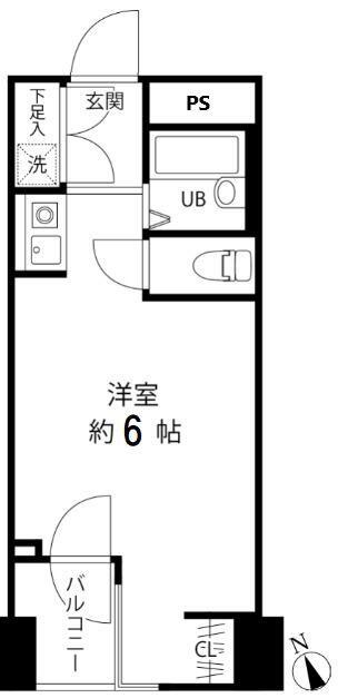 DELCCS神楽坂五軒町(ワンルーム/2階)の間取り写真