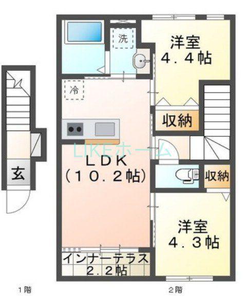 CHATEAU・ARV(2LDK/2階)の間取り写真