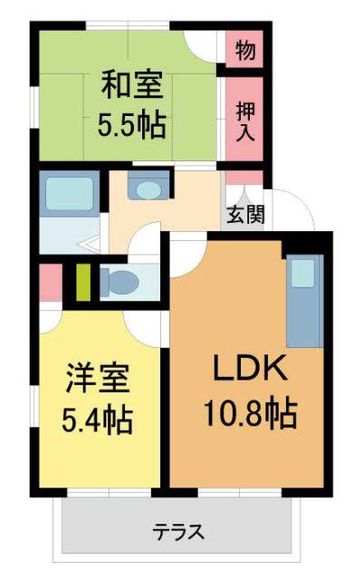 HOUSE M2(2LDK/1階)の間取り写真