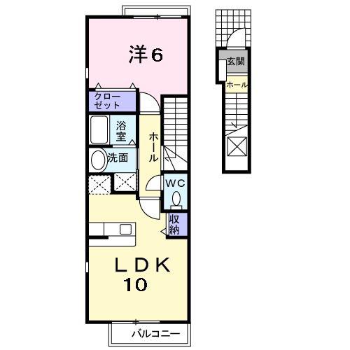 モデルノパラッツオ(1LDK/2階)の間取り写真