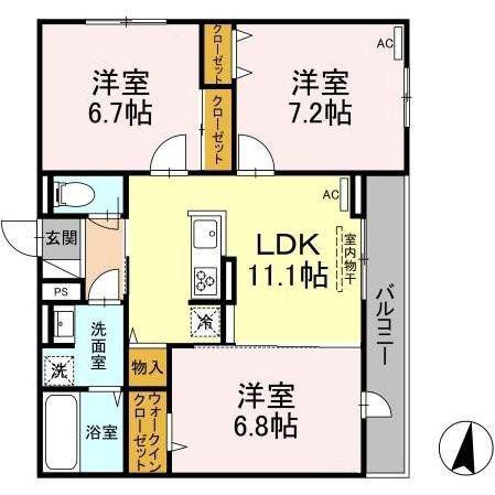 セレスティア江戸川(3LDK/2階)の間取り写真