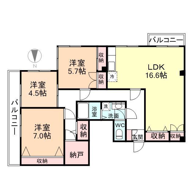 ライトクローバー(3LDK/1階)の間取り写真