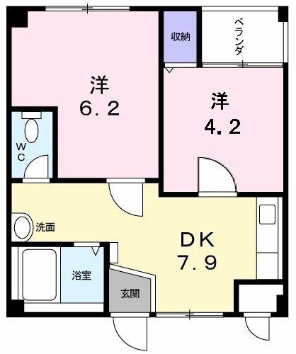 コーポT-151(2DK/3階)の間取り写真