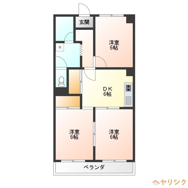 セントール原(3LDK/3階)の間取り写真