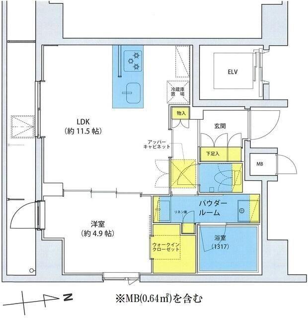 アジールコート北品川(1LDK/12階)の間取り写真
