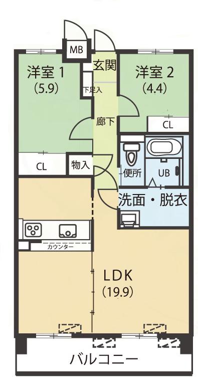 カーサトーレ高須(2LDK/4階)の間取り写真