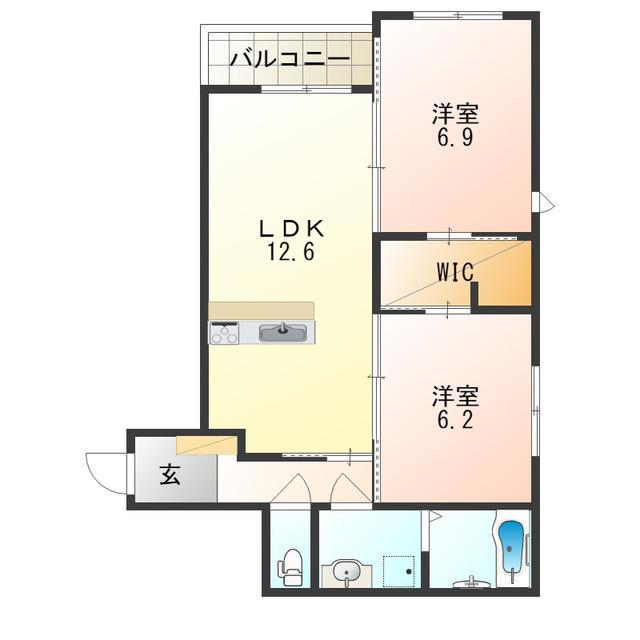 プレアマール イースト(2LDK/2階)の間取り写真
