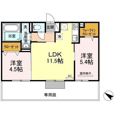 リバーサイド江並(2LDK/1階)の間取り写真