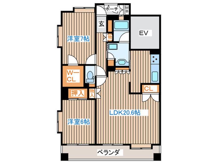 セレーノ宮城野ラディア(2LDK/8階)の間取り写真
