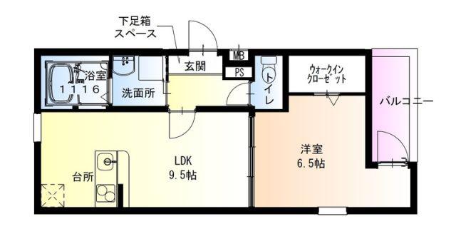 フジパレス和歌山元寺町I番館(1LDK/2階)の間取り写真