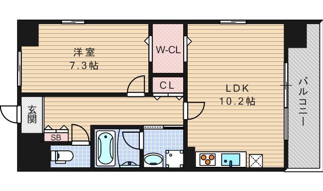 グランドゥール敷津(1LDK/9階)の間取り写真