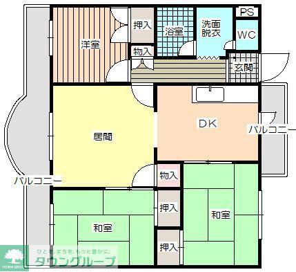 若葉台団地(3LDK/4階)の間取り写真