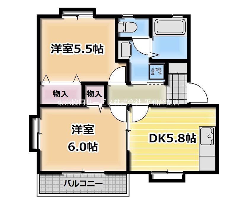 ソレイユ豊玉(2DK/2階)の間取り写真
