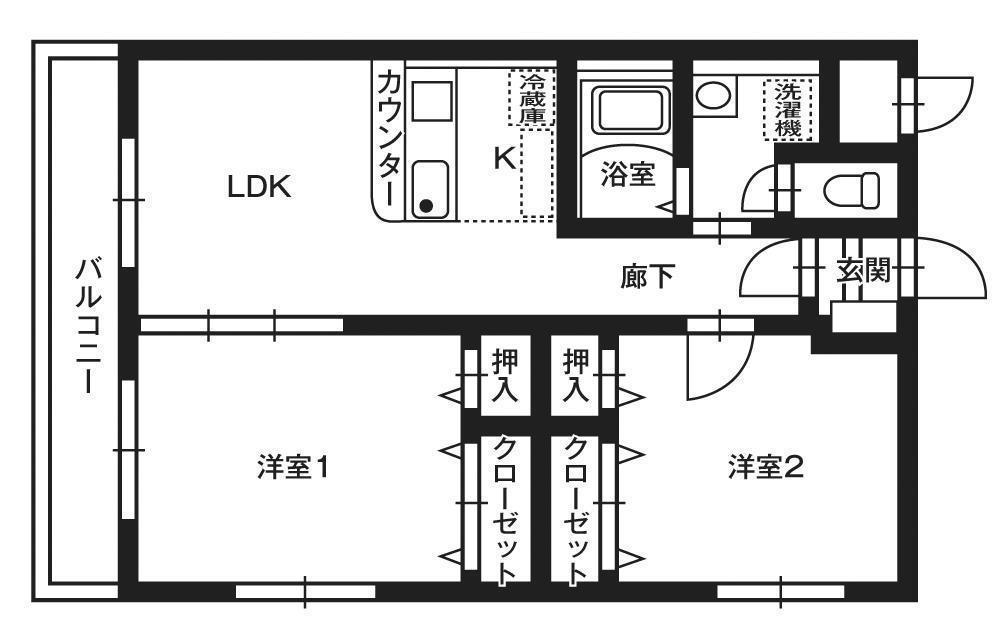 オーベル グランディオ倉前(2LDK/1階)の間取り写真