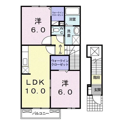 エレガンス・ゆり(2LDK/2階)の間取り写真
