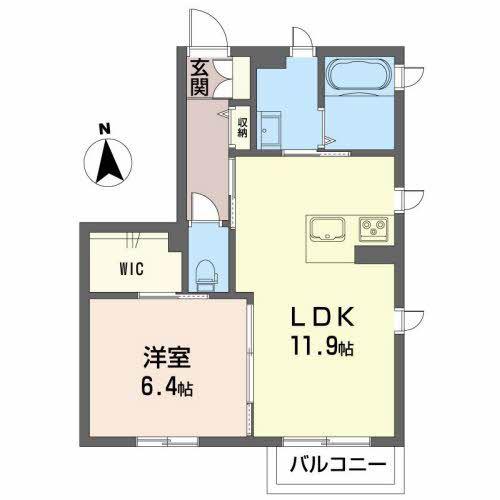 レフィアント土崎(1LDK/1階)の間取り写真