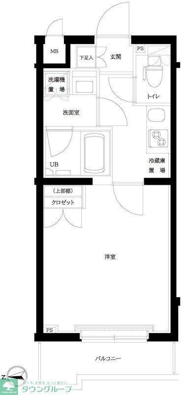 ルーブル武蔵中原弐番館(1K/4階)の間取り写真