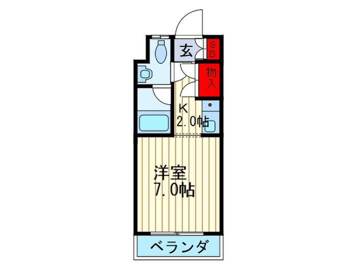 ベルデ忍ヶ丘(1K/2階)の間取り写真