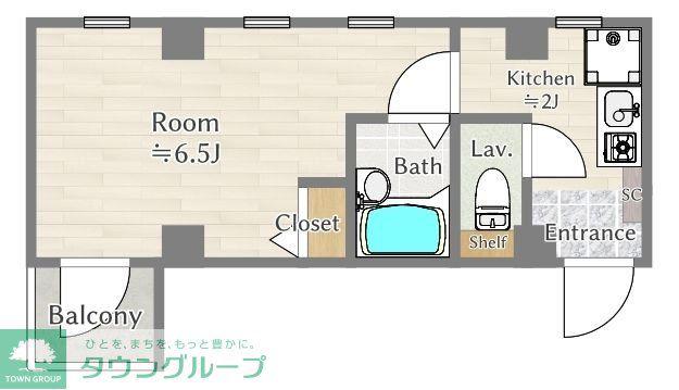 WELL FLAT(1K/2階)の間取り写真