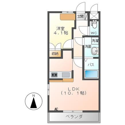 フェアリールージュB(1LDK/2階)の間取り写真