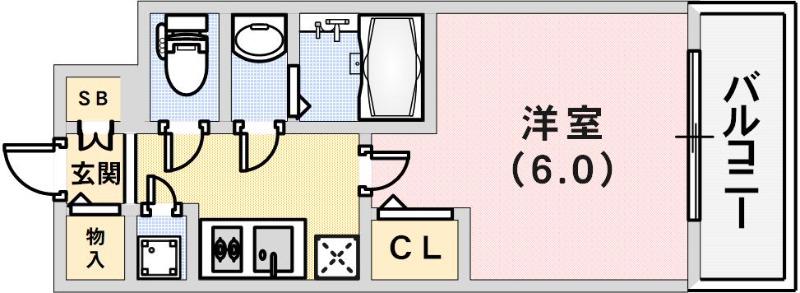 レジュールアッシュ神戸ハーバーランド(1K/4階)の間取り写真