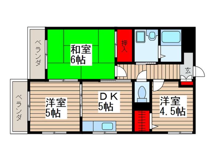 サンドラアーレ大宮(3DK/2階)の間取り写真