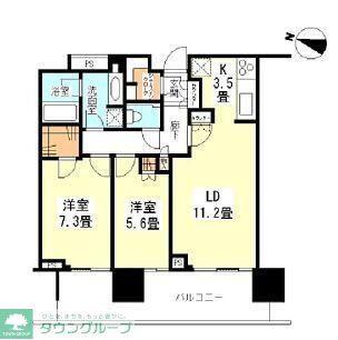二子玉川ライズタワー&レジデンス1202(2LDK/12階)の間取り写真