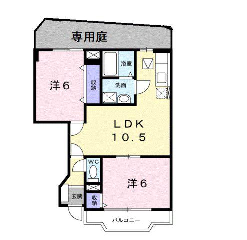 フィルヒューゲル(2LDK/1階)の間取り写真