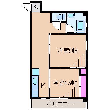 シャンブルドット元住吉(2K/2階)の間取り写真