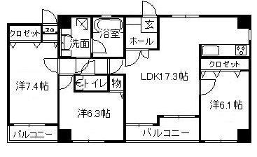クレアセンターマーク(3LDK/11階)の間取り写真