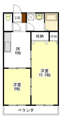 パレオシンセイ(2DK/2階)の間取り写真