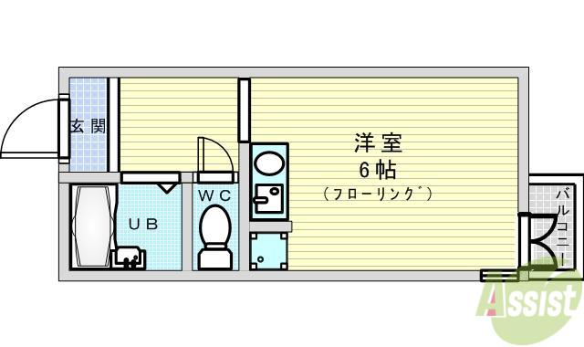 ヴィラ清和園(ワンルーム/1階)の間取り写真