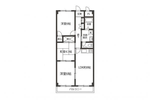 富士見ビル 2階(3LDK/2階)の間取り写真
