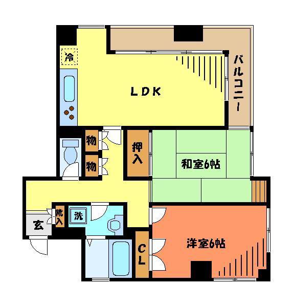 オリンピアトーホー(2LDK/7階)の間取り写真
