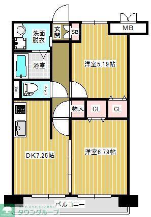 プライム柏(2DK/2階)の間取り写真