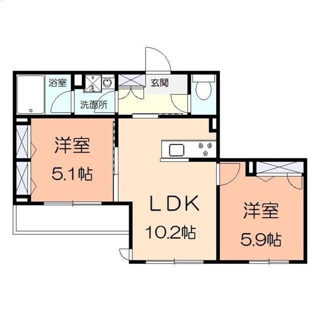 QUALISTA TANA(2LDK/1階)の間取り写真