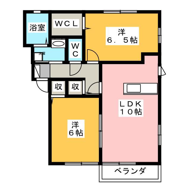 グランパティオA・B(2LDK/2階)の間取り写真