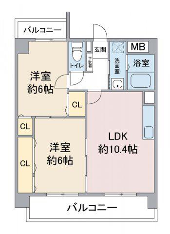 レージュ幸心(2LDK/1階)の間取り写真