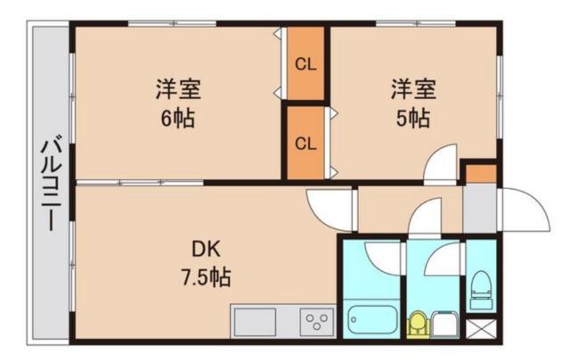 コンフォースト(2DK/2階)の間取り写真